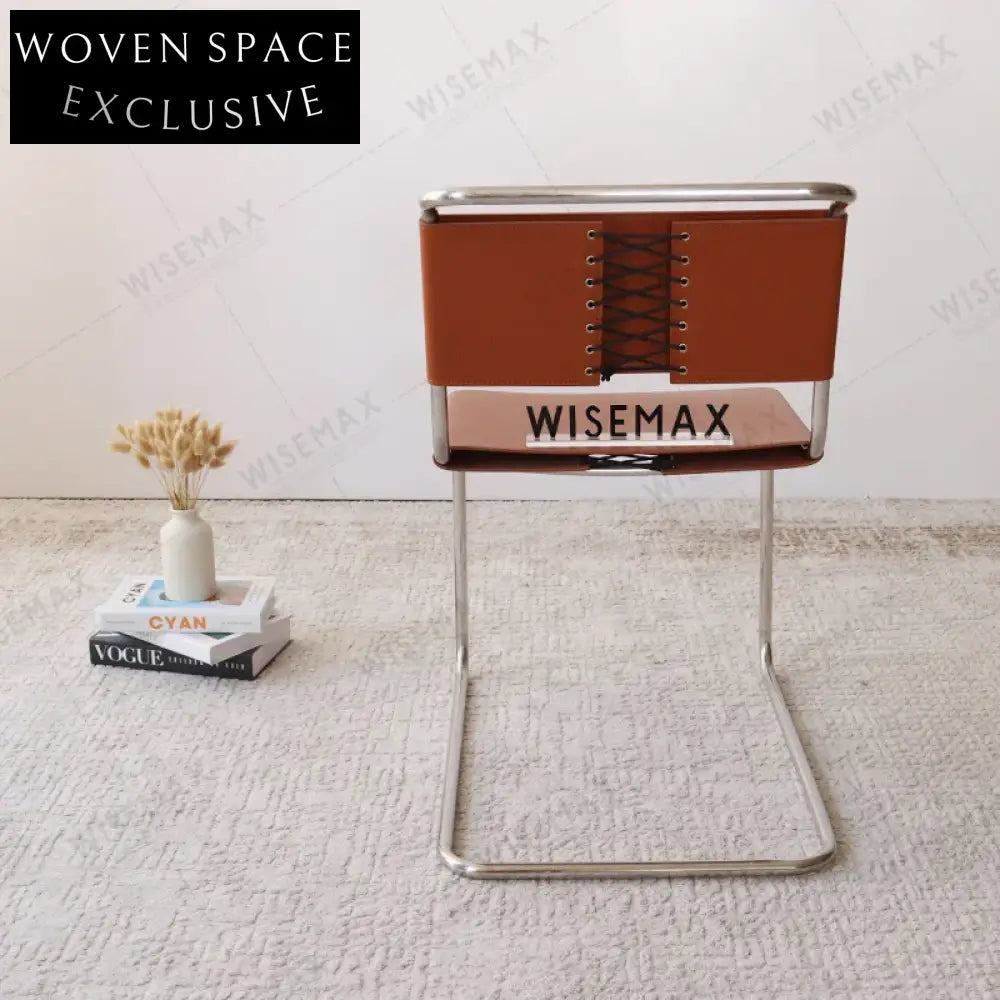 Elegant Chrome Metal Leather Home Cafe Dining Chair