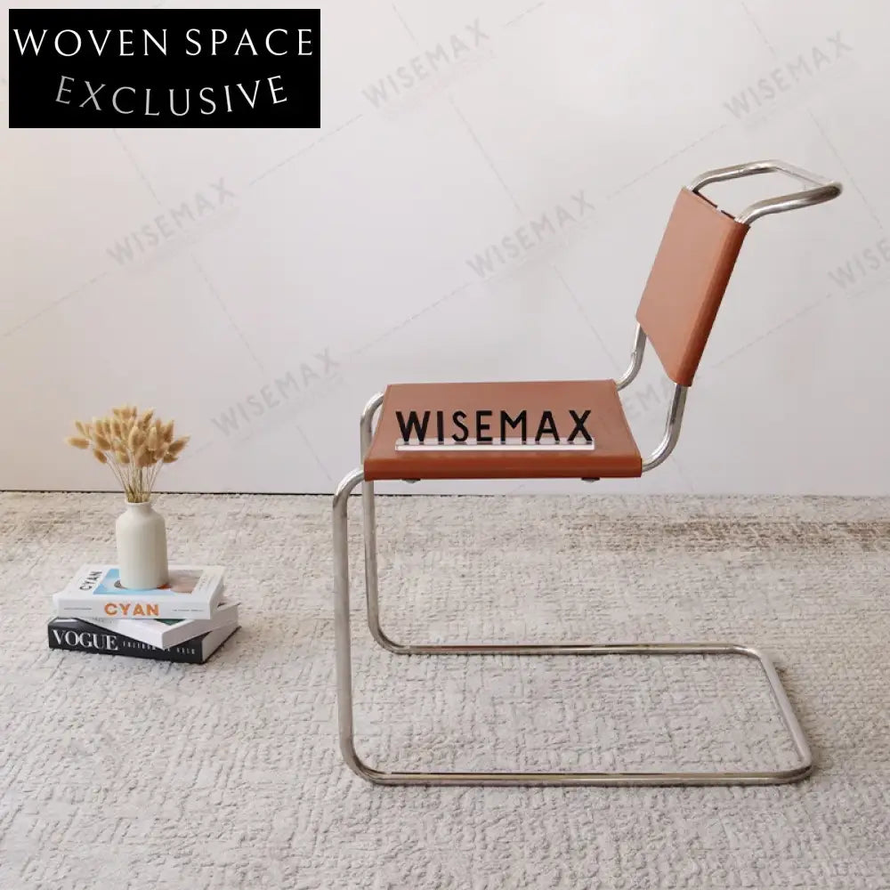 Elegant Chrome Metal Leather Home Cafe Dining Chair