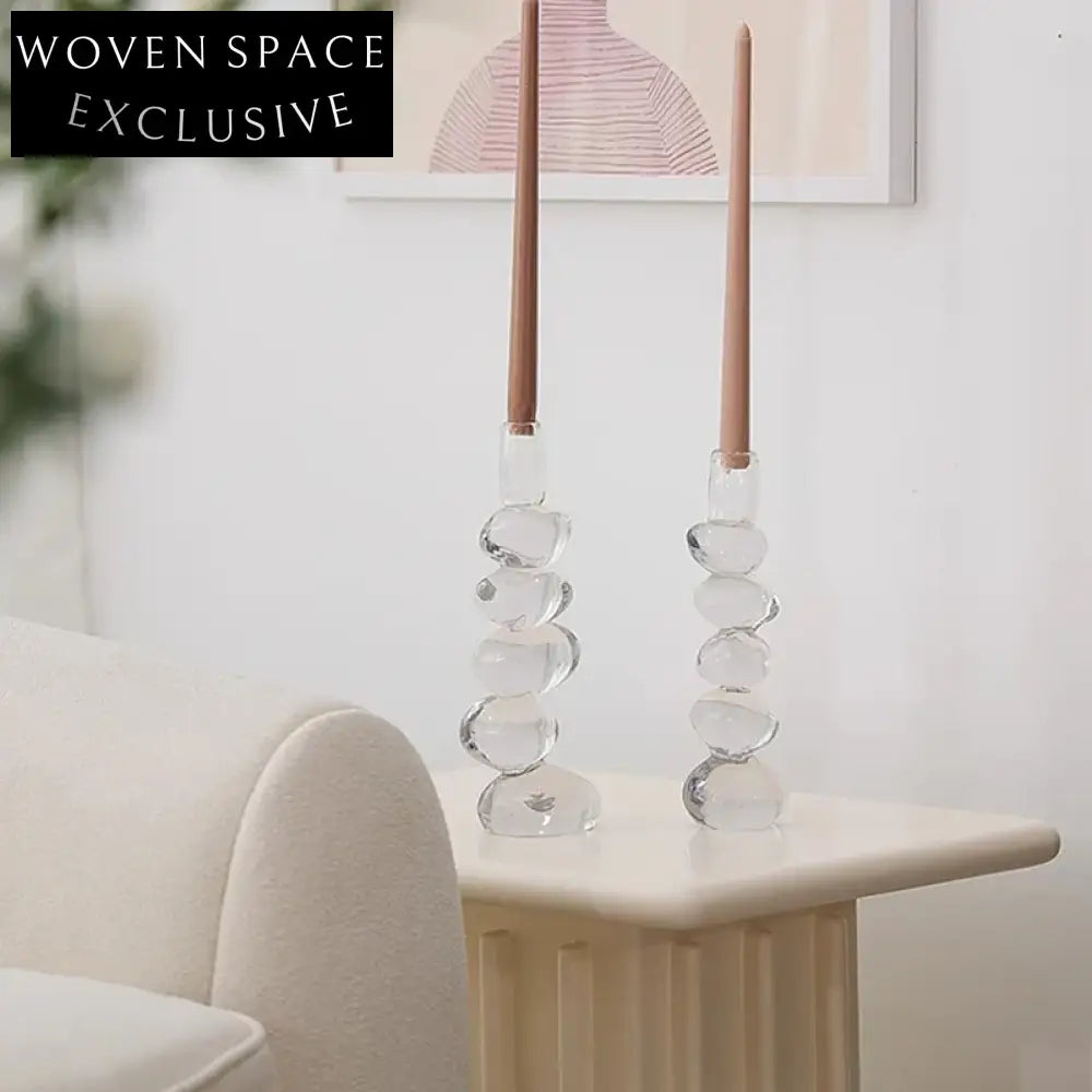 Elegant Clear Crystal Glass Candle Holder for Luxury Home Decor Ambiance