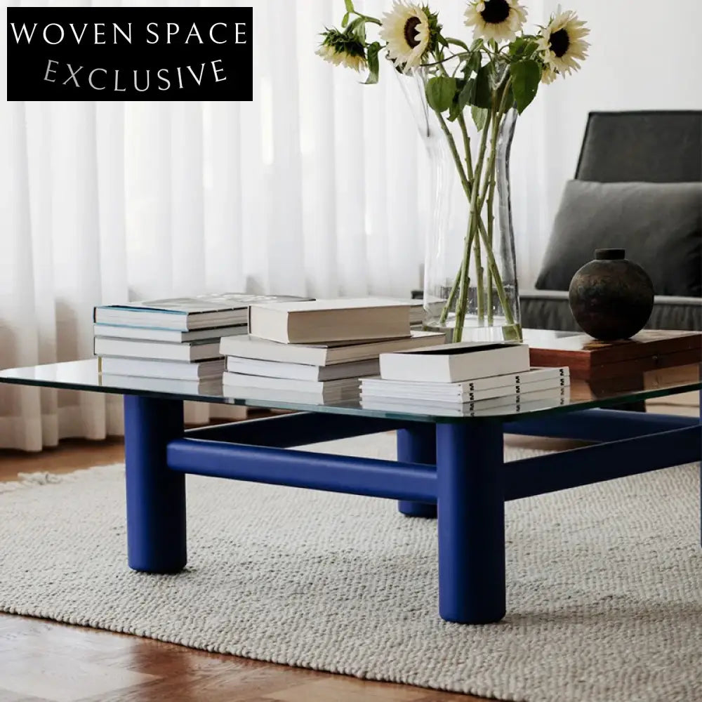 Elegant Clear Glass Square Coffee Table with Solid Ash Wood Base