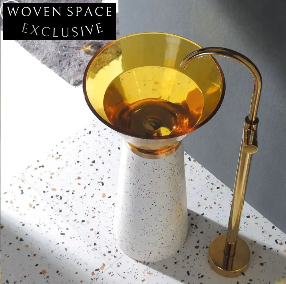 Elegant Colorful Tempered Glass Round Vessel Bathroom Sink