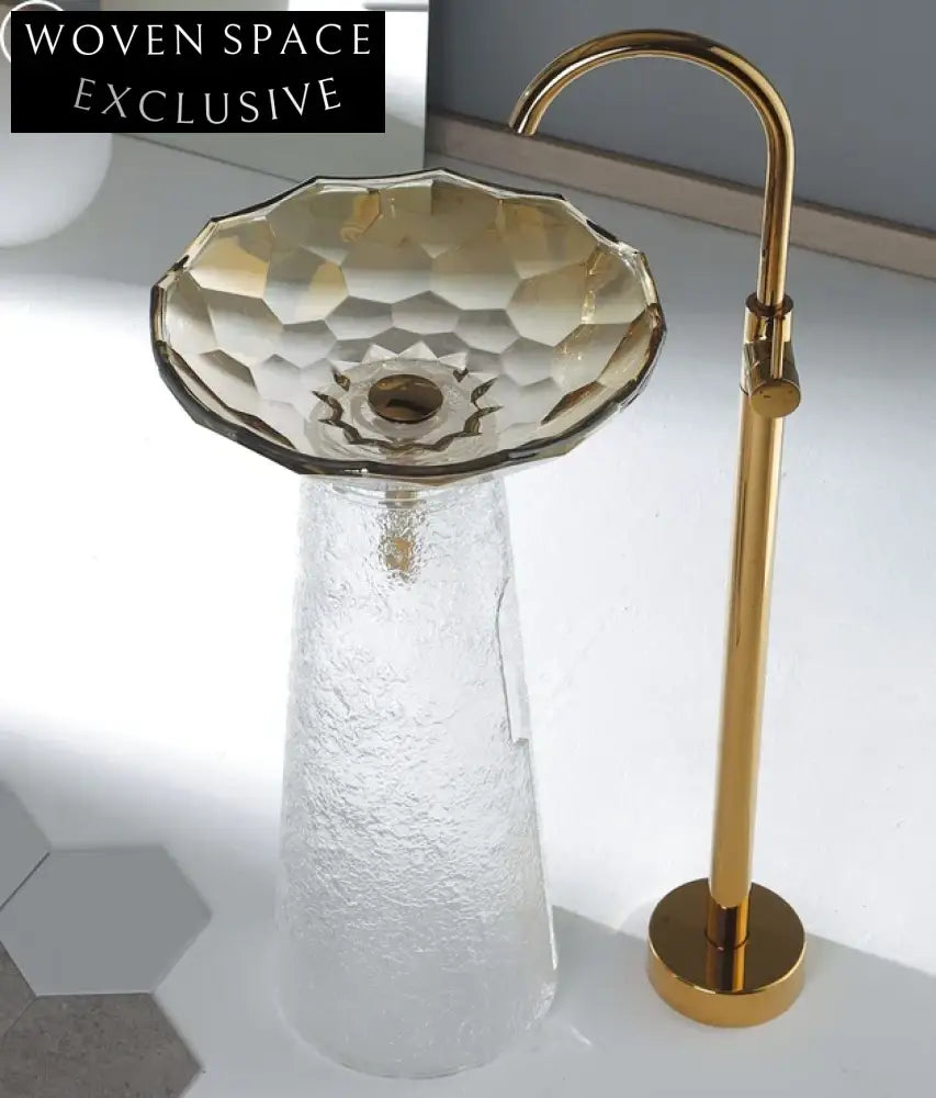 Elegant Colorful Tempered Glass Round Vessel Bathroom Sink