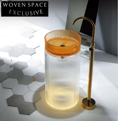 Elegant Colorful Tempered Glass Round Vessel Bathroom Sink