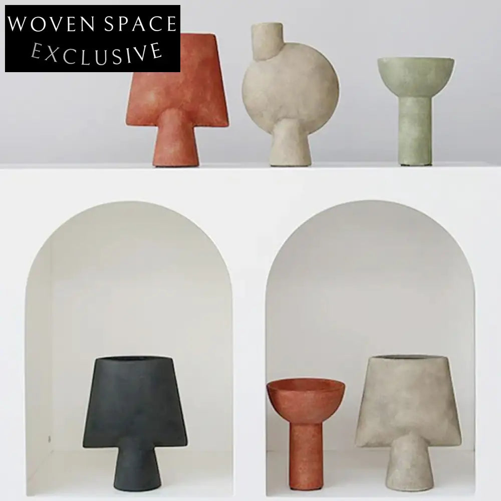 Elegant Contemporary Abstract Geometric Ceramic Flower Vase for Modern Home Decor