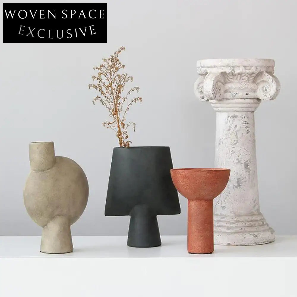 Elegant Contemporary Abstract Geometric Ceramic Flower Vase for Modern Home Decor