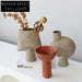 Elegant Contemporary Abstract Geometric Ceramic Flower Vase for Modern Home Decor