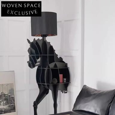 Elegant Contemporary Horse Shape Black Bookcase, Modern Living Room Storage Cabinet