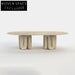 Elegant Contemporary Natural Travertine Floating Base 6-Seater Dining Table