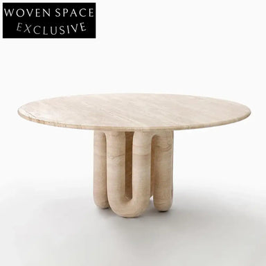 Elegant Contemporary Natural Travertine Floating Base 6-Seater Dining Table