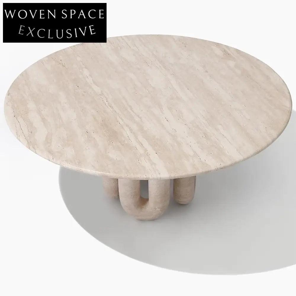 Elegant Contemporary Natural Travertine Floating Base 6-Seater Dining Table