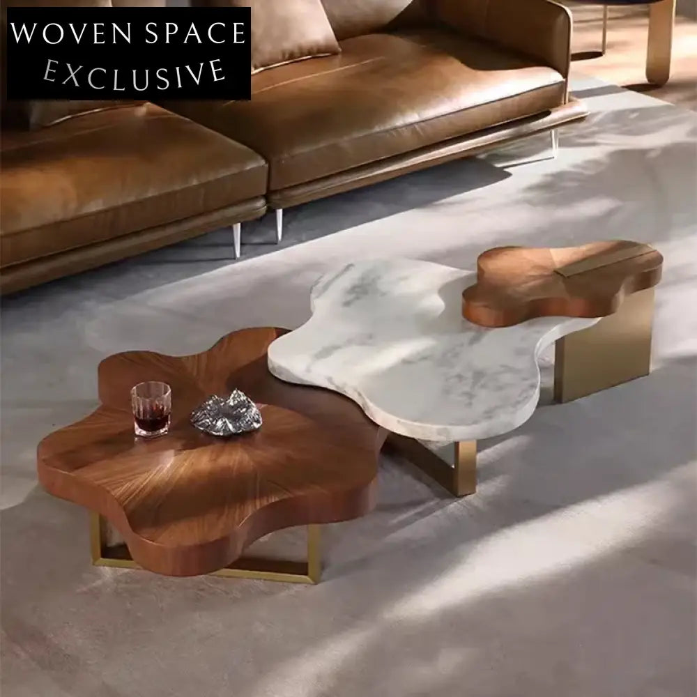 Elegant Contemporary Walnut Wood Coffee Table for Modern Living Room Spaces