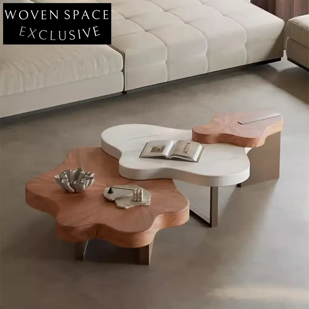 Elegant Contemporary Walnut Wood Coffee Table for Modern Living Room Spaces