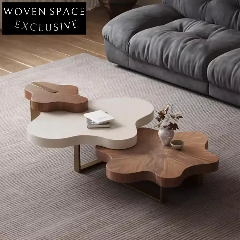 Elegant Contemporary Walnut Wood Coffee Table for Modern Living Room Spaces