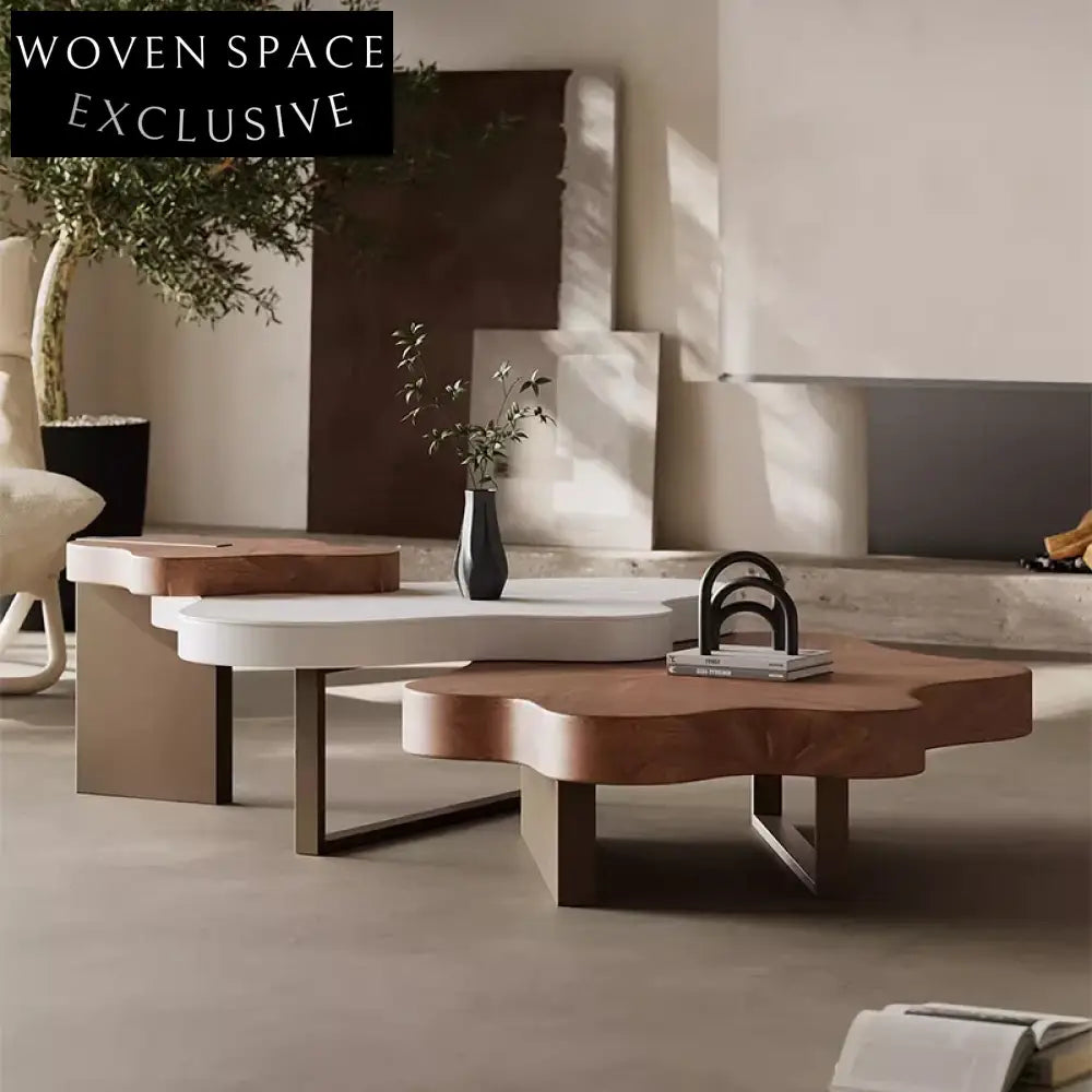 Elegant Contemporary Walnut Wood Coffee Table for Modern Living Room Spaces