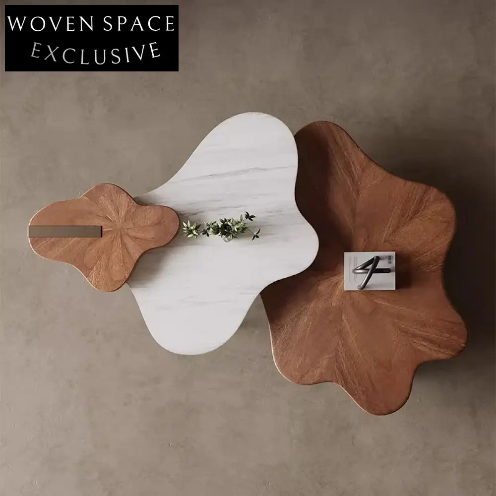 Elegant Contemporary Walnut Wood Coffee Table for Modern Living Room Spaces