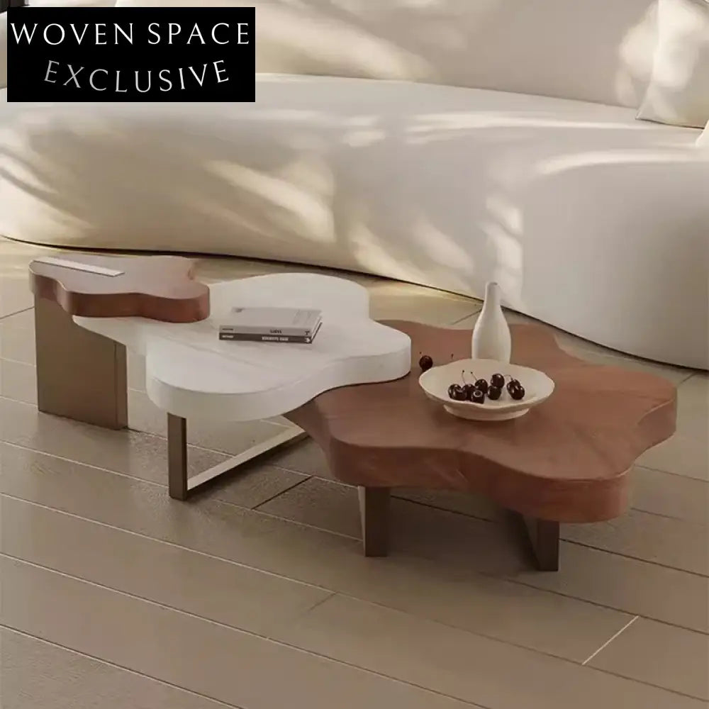 Elegant Contemporary Walnut Wood Coffee Table for Modern Living Room Spaces
