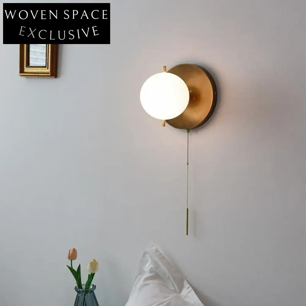 Elegant Copper LED Round Wall Lamp, Glass Cover, Smart Home Lighting