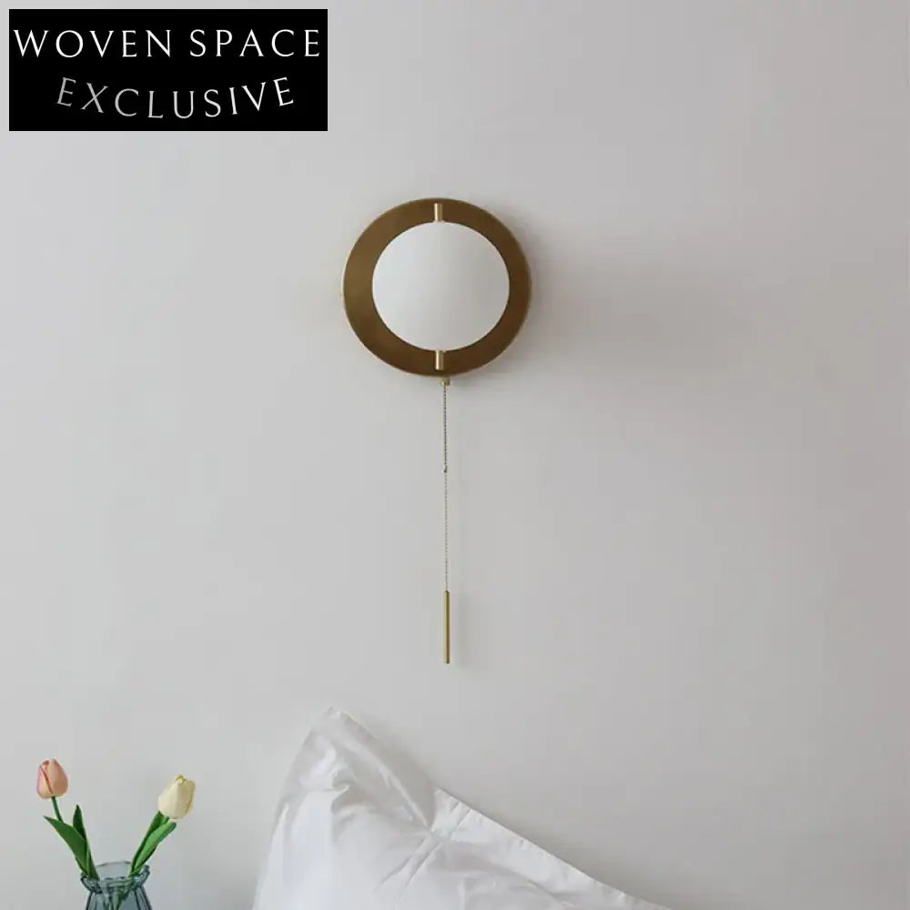 Elegant Copper LED Round Wall Lamp, Glass Cover, Smart Home Lighting