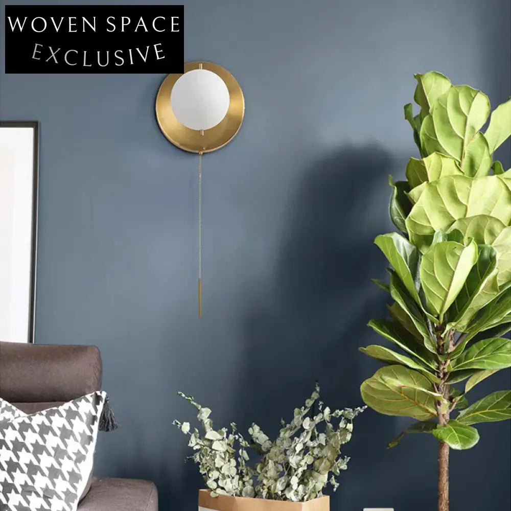 Elegant Copper LED Round Wall Lamp, Glass Cover, Smart Home Lighting