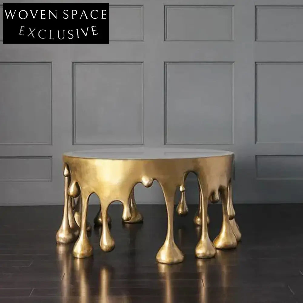 Elegant Copper Retro Drop Shape Round Coffee Table for Luxury Living Spaces