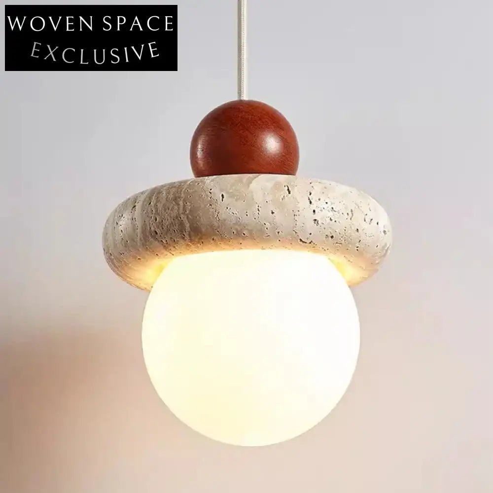 Elegant Cream Travertine Bedside Pendant Light, Smart Home Decor Chandelier