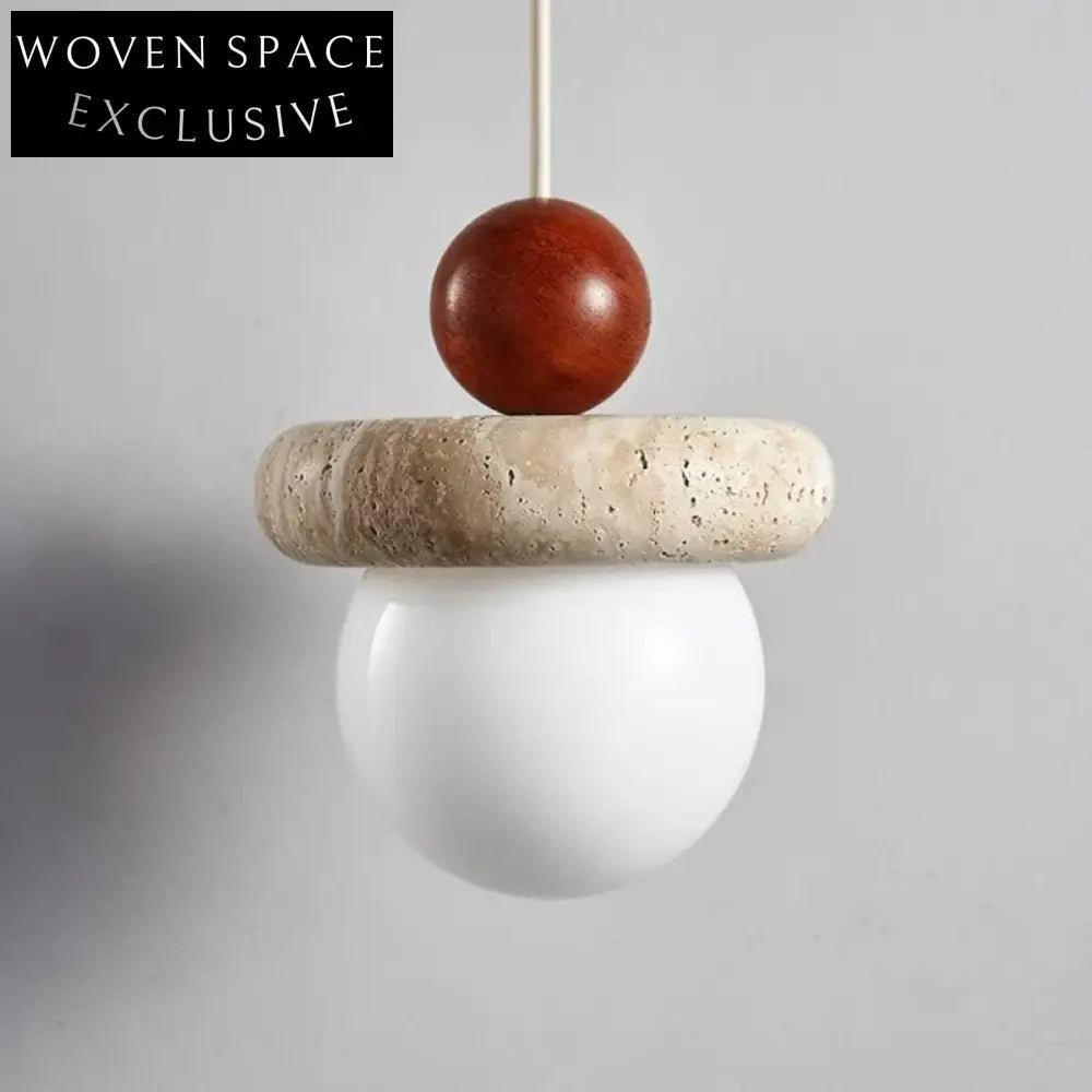 Elegant Cream Travertine Bedside Pendant Light, Smart Home Decor Chandelier