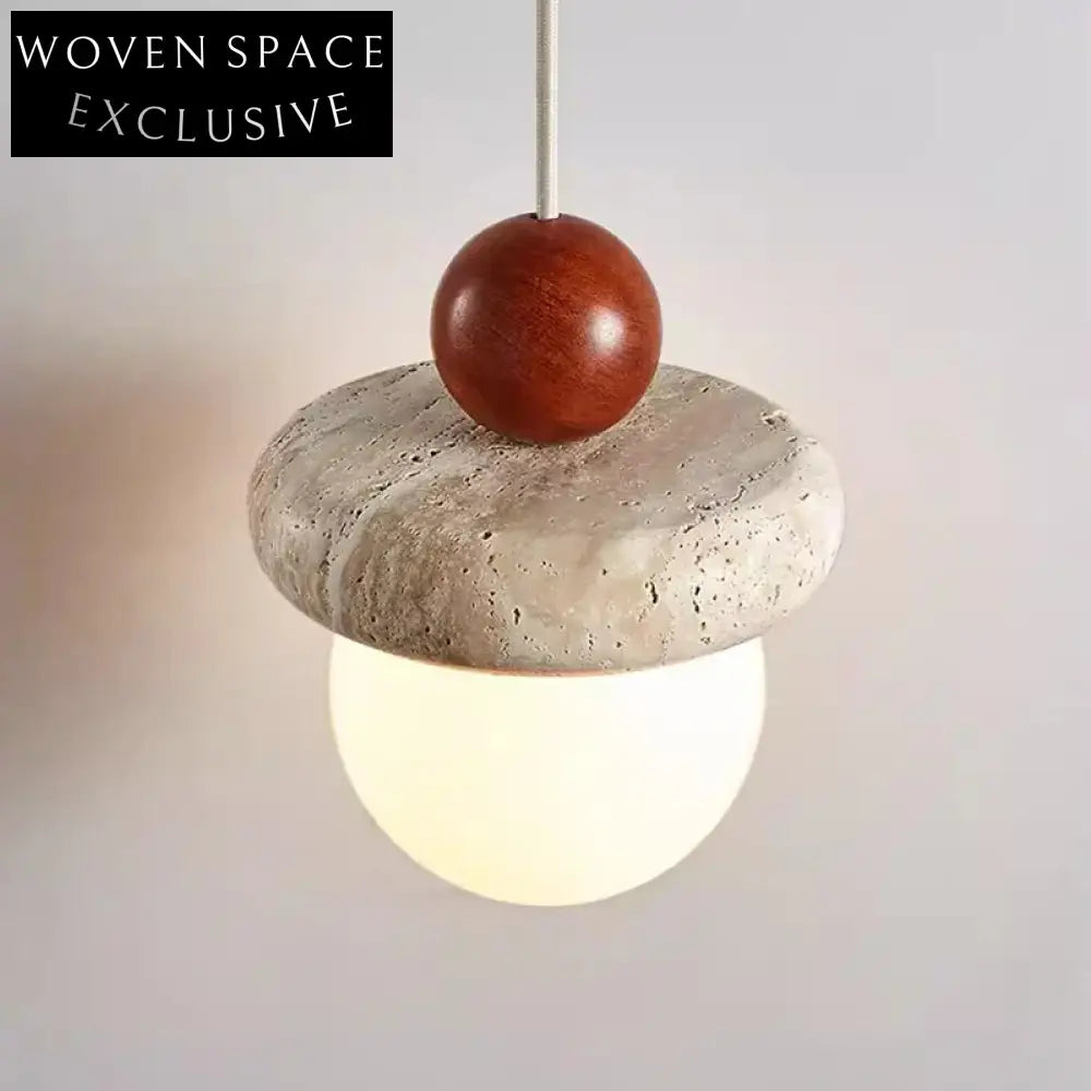 Elegant Cream Travertine Bedside Pendant Light, Smart Home Decor Chandelier