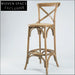 Elegant Cross Back Oak Wood Bar Stool with Woven Rattan Seat