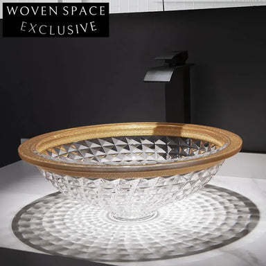 Elegant Crystal Glass Round Countertop Bathroom Vessel Sink