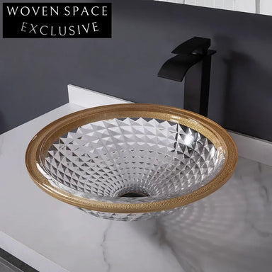 Elegant Crystal Glass Round Countertop Bathroom Vessel Sink