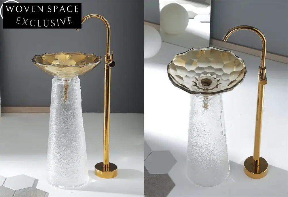 Elegant Crystal Glass Vessel Sink Modern Bathroom Wash Basin