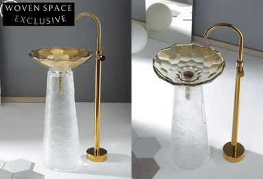 Elegant Crystal Glass Vessel Sink Modern Bathroom Wash Basin