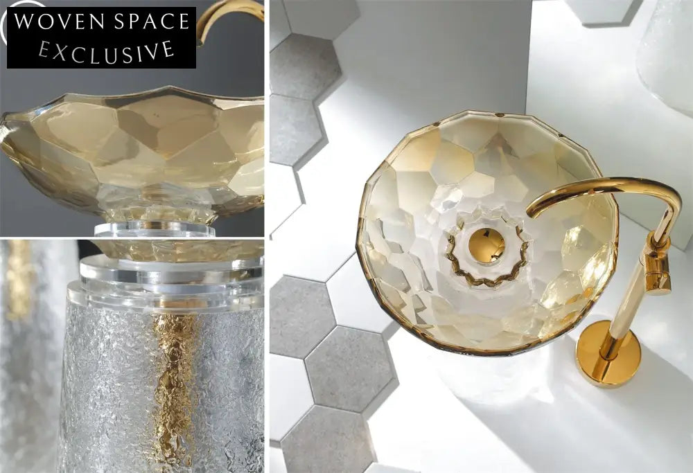 Elegant Crystal Glass Vessel Sink Modern Bathroom Wash Basin