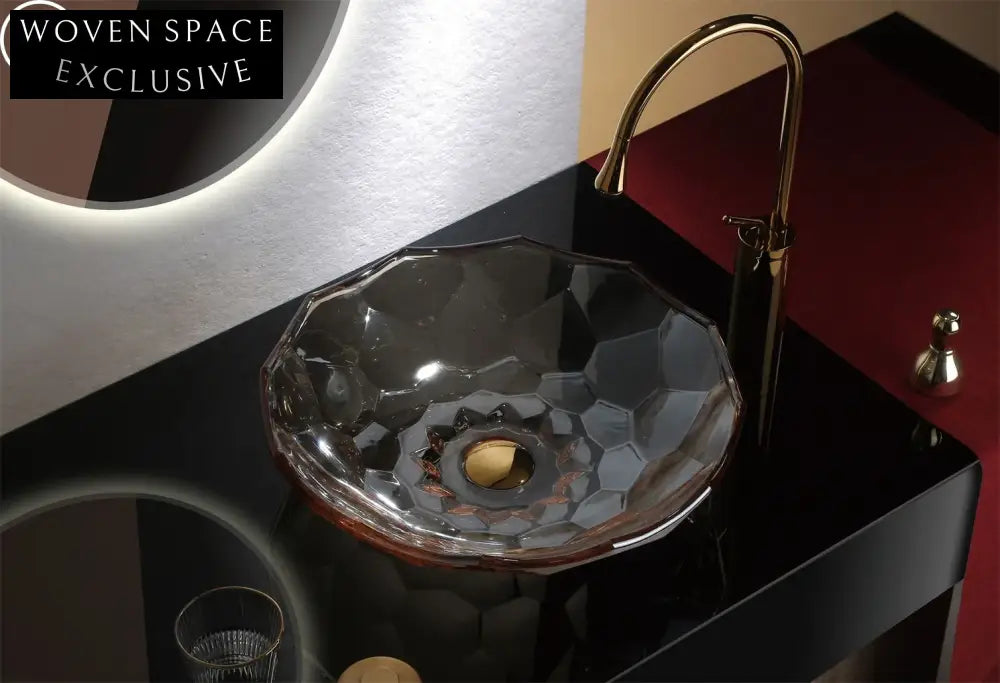 Elegant Crystal Glass Vessel Sink Modern Bathroom Wash Basin