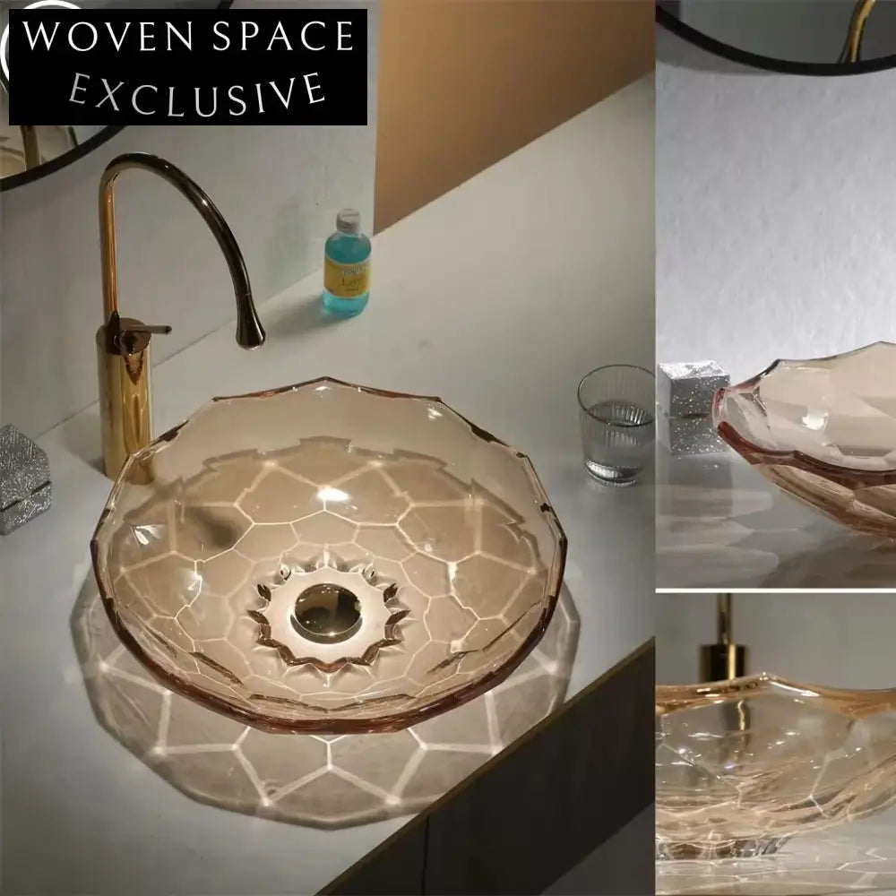 Elegant Crystal Glass Vessel Sink Modern Bathroom Wash Basin