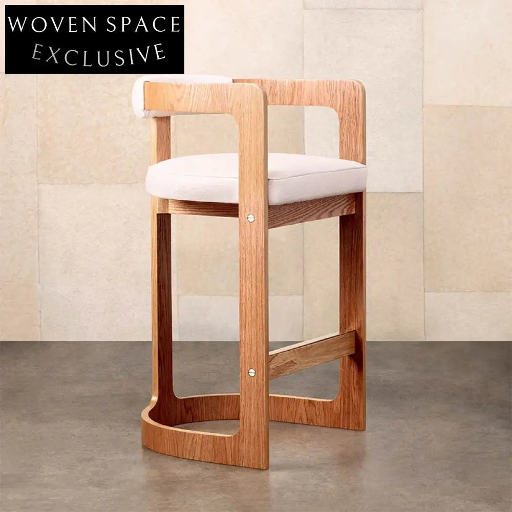 Elegant Curved Back Upholstered Fabric Counter Bar Stool for Kitchen