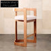 Elegant Curved Back Upholstered Fabric Counter Bar Stool for Kitchen