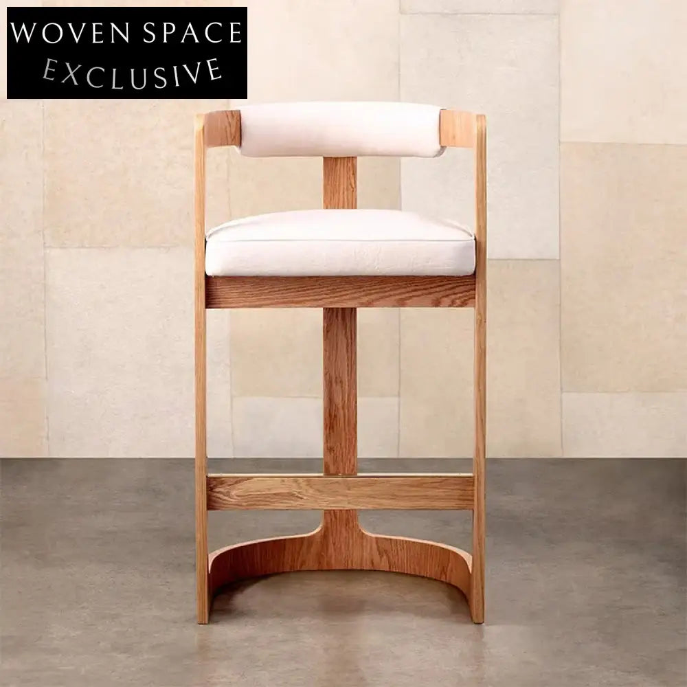 Elegant Curved Back Upholstered Fabric Counter Bar Stool for Kitchen