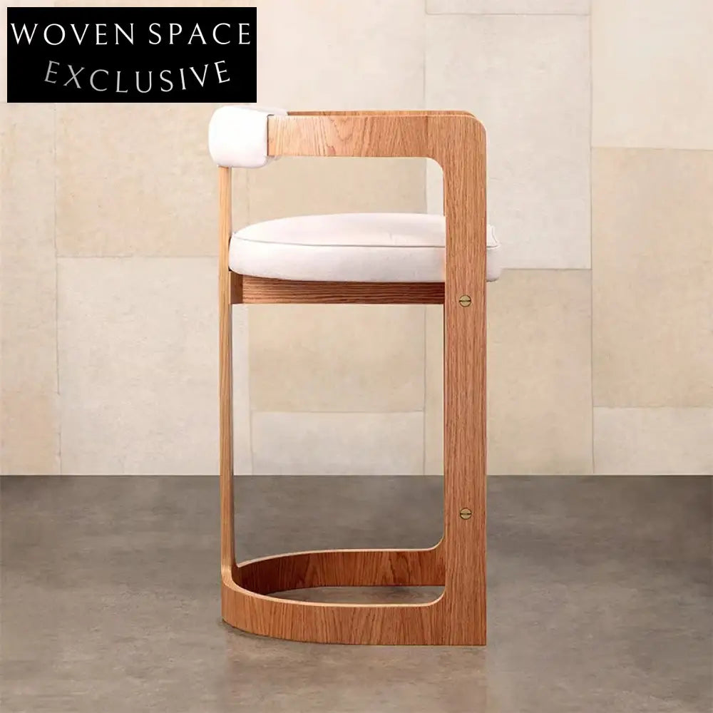 Elegant Curved Back Upholstered Fabric Counter Bar Stool for Kitchen