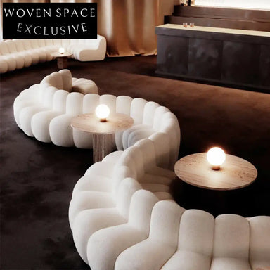 Elegant Curved Lamb Wool S-Shape Modular Sectional Sofa for Living Room