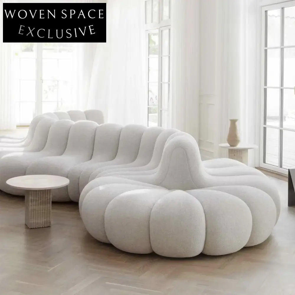 Elegant Curved Lamb Wool S-Shape Modular Sectional Sofa for Living Room