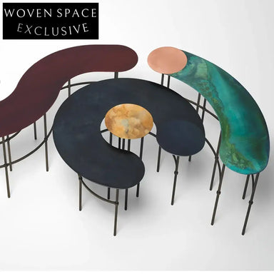 Elegant Curved Metal Iron Retro Accent Living Room Coffee Table