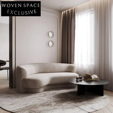 Elegant Curved Velvet 2-Seater Modular Low Arm Design Floor Sofa