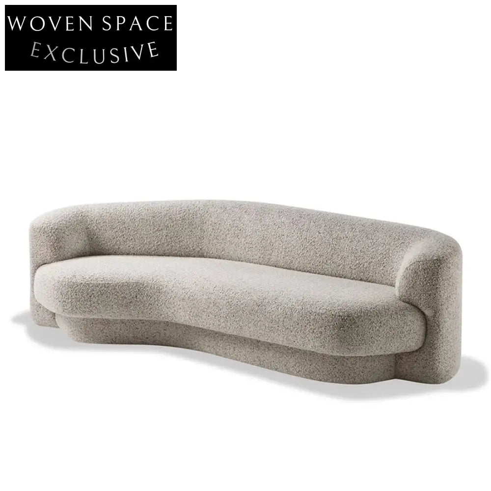 Elegant Curved Velvet 2-Seater Modular Low Arm Design Floor Sofa