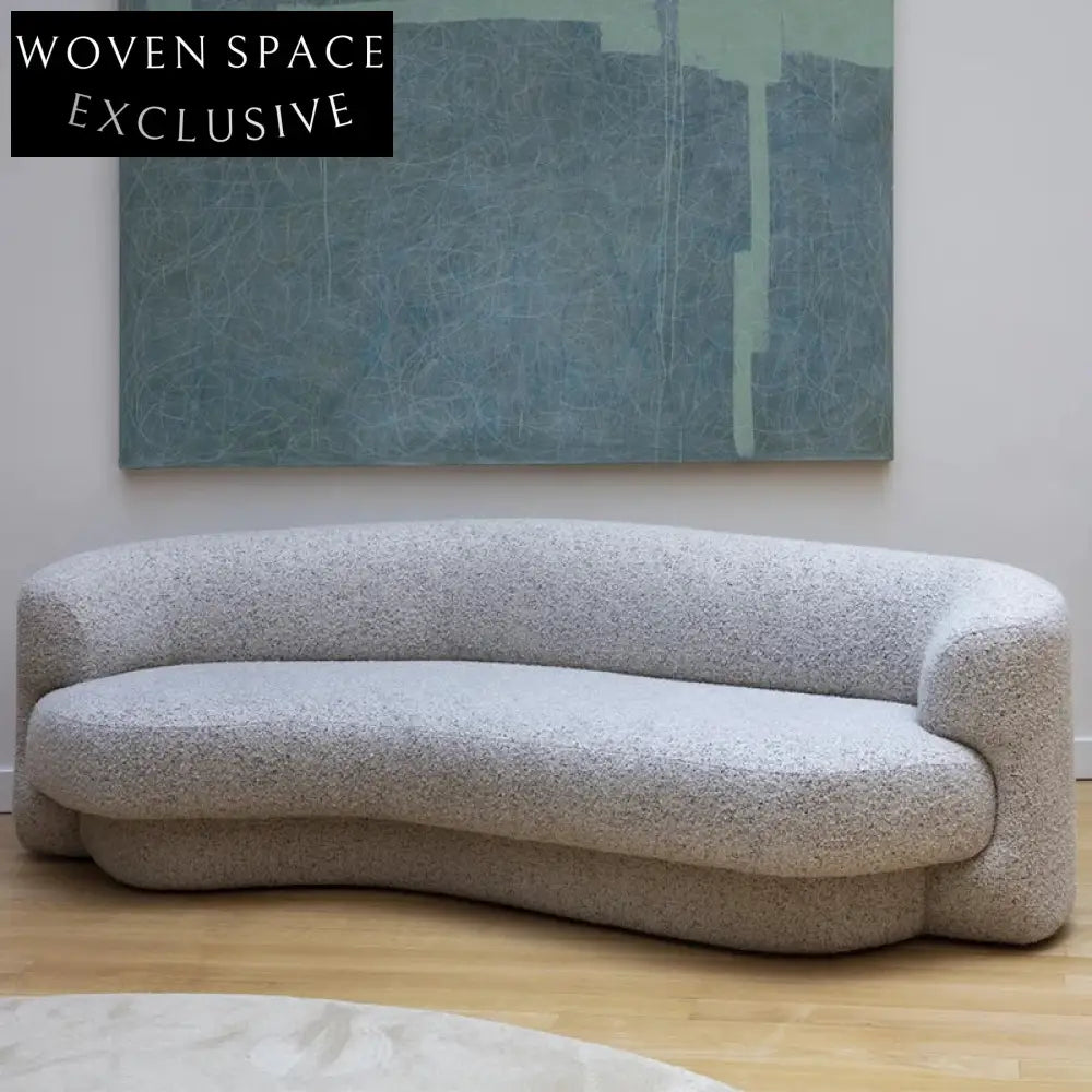 Elegant Curved Velvet 2-Seater Modular Low Arm Design Floor Sofa