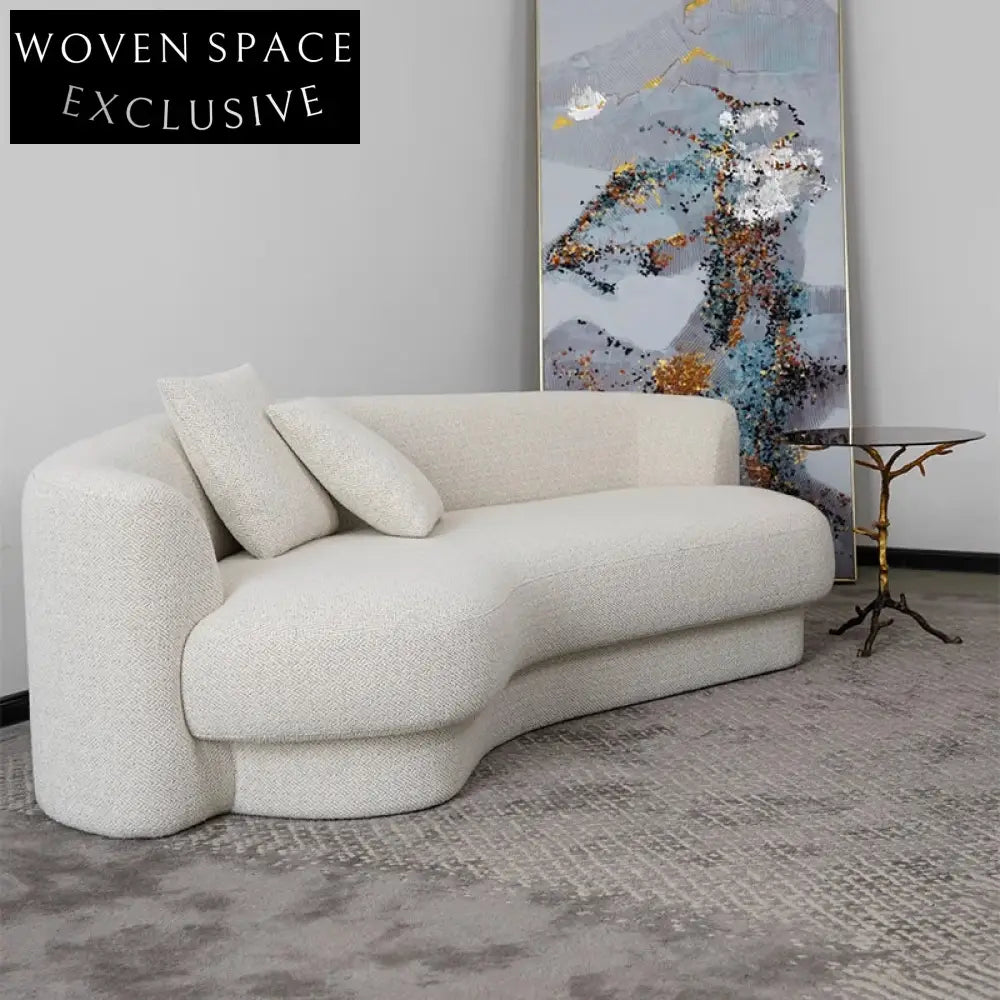 Elegant Curved Velvet 2-Seater Modular Low Arm Design Floor Sofa