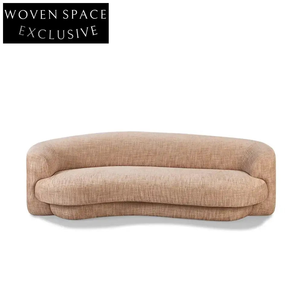 Elegant Curved Velvet 2-Seater Modular Low Arm Design Floor Sofa