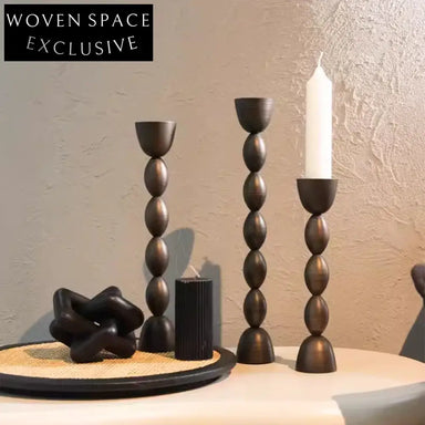 Elegant Dark Brown Metal Taper Candle Holders Set - Modern Minimalist Home Decor