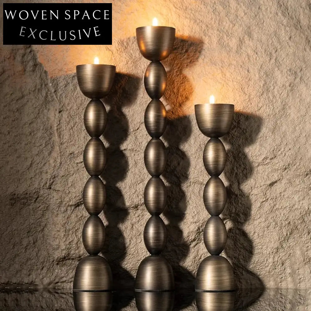 Elegant Dark Brown Metal Taper Candle Holders Set - Modern Minimalist Home Decor