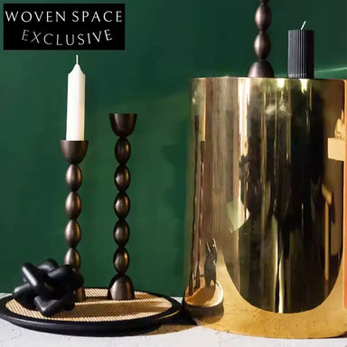 Elegant Dark Brown Metal Taper Candle Holders Set - Modern Minimalist Home Decor
